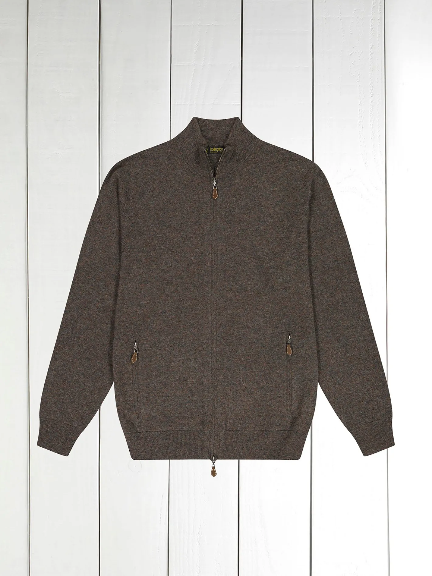 hollington Maille*cardigan zippé en geelong brun cask