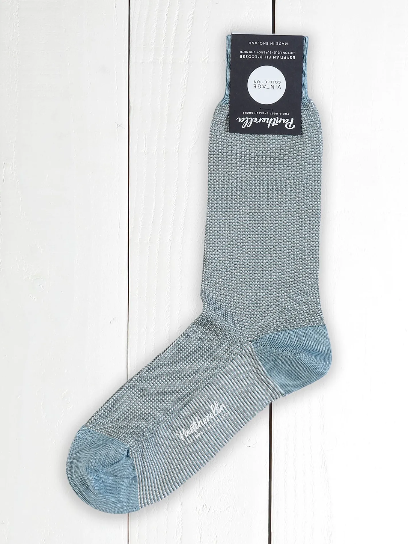 hollington Accessoires*chaussettes pantherella bleu azur pinpoint en fil d'Écosse