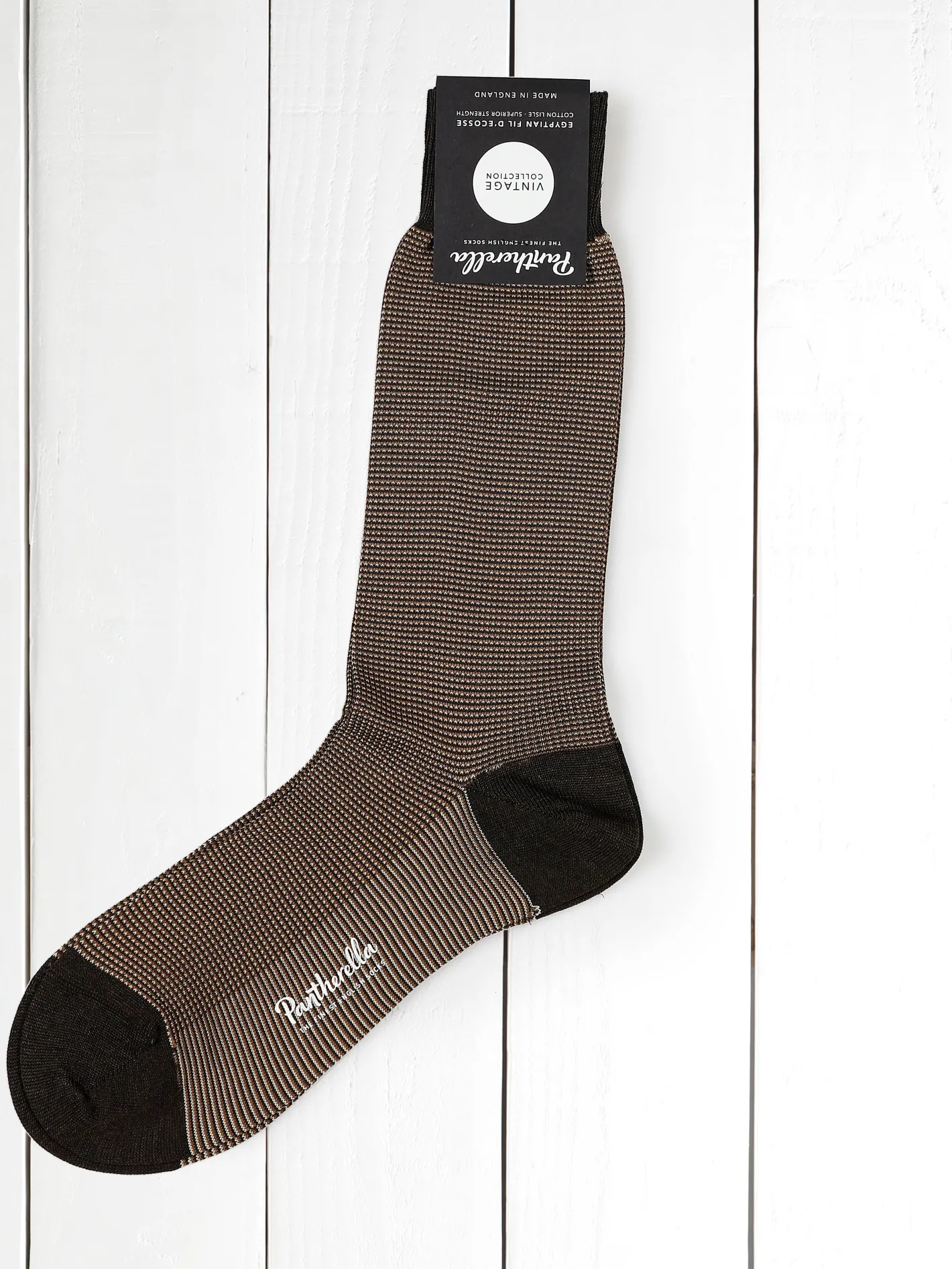 hollington Accessoires*chaussettes pantherella chocolat pinpoint en fil d'Écosse