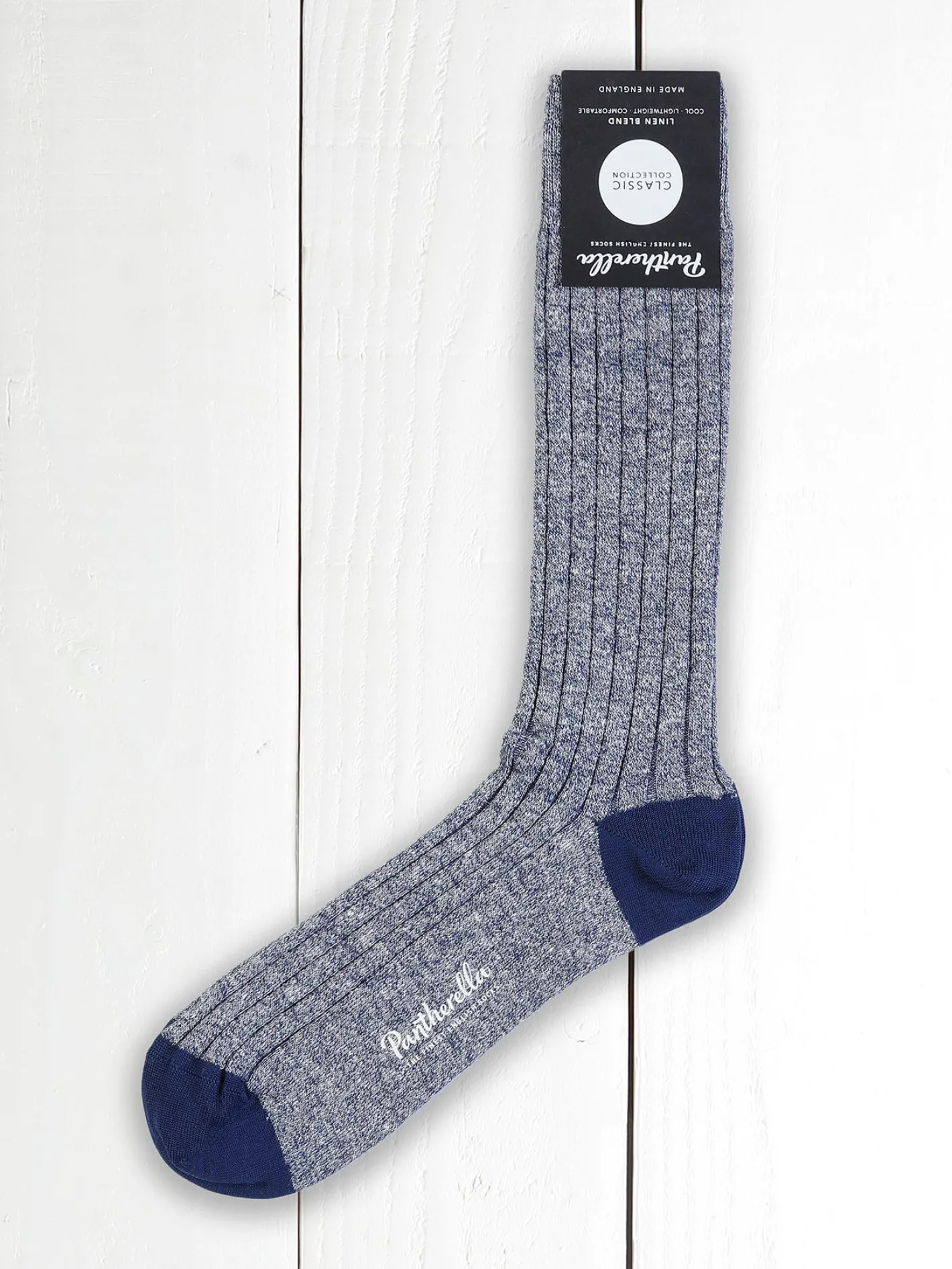 hollington Accessoires*chaussettes pantherella indigo en lin et coton