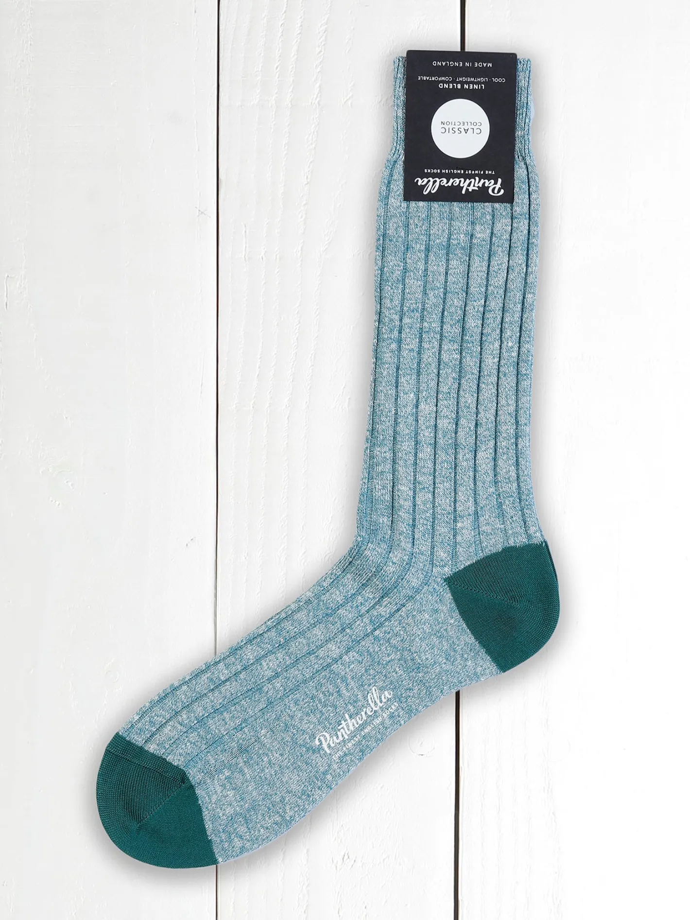 hollington Accessoires*chaussettes pantherella teal en lin et coton