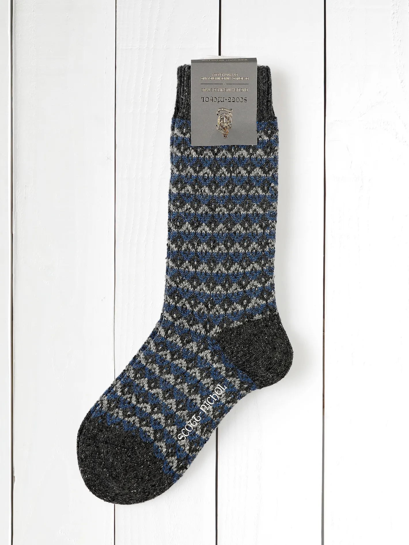 hollington Accessoires*chaussettes scott-nichol épaisses en mérinos et soie charcoal fleck