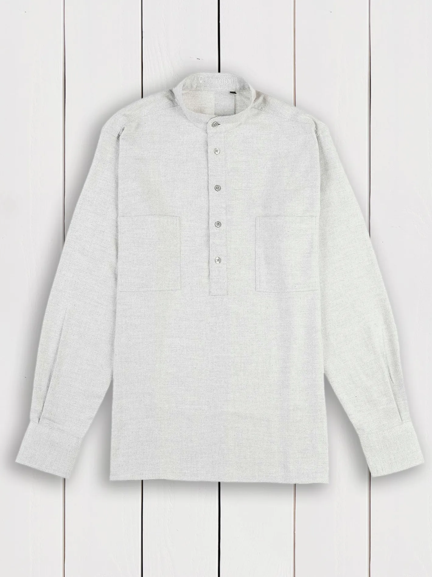 hollington Chemises*chemise à col mao en coton natté gris argent