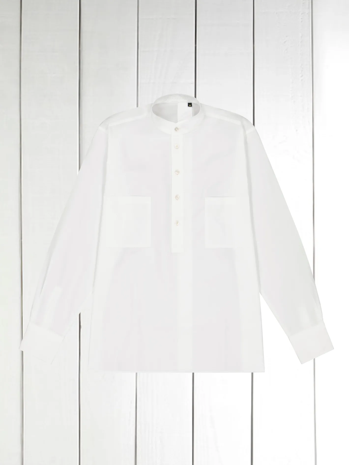 hollington Chemises*chemise à col mao en popeline blanche de luxe