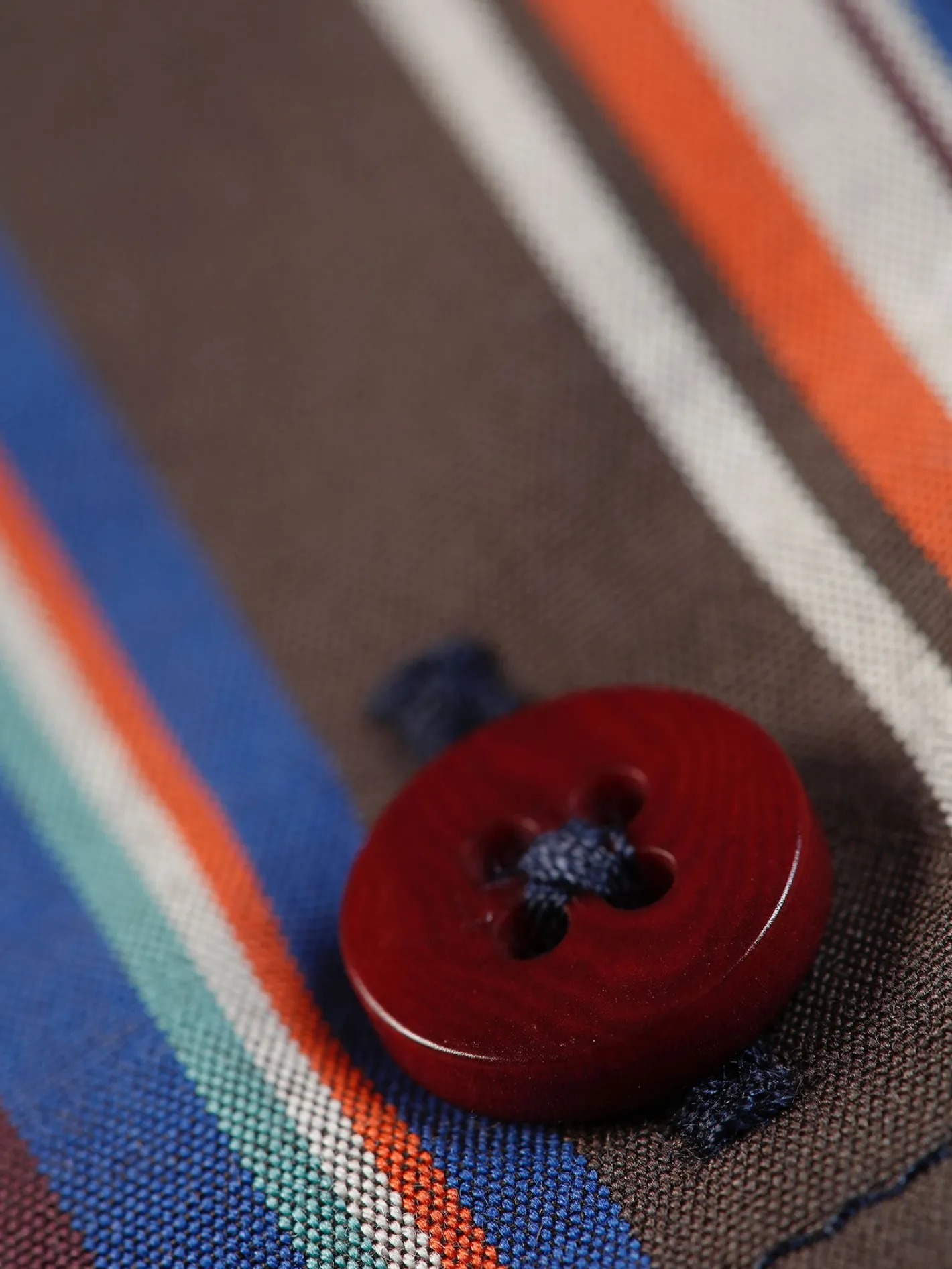 hollington Chemises*chemise à col nehru en toile de coton à rayures bordeaux