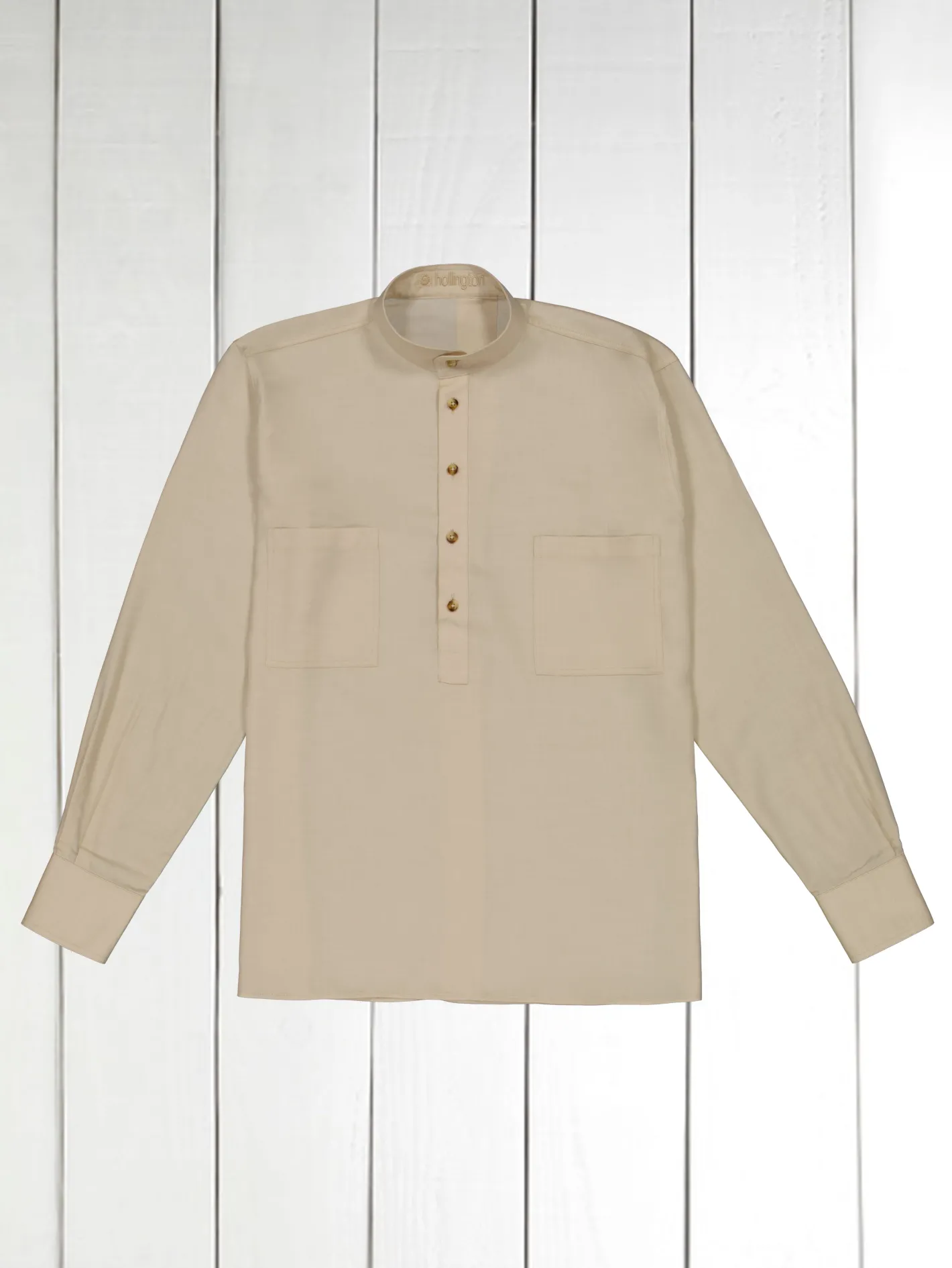 hollington Chemises*chemise col mao en clyocell et laine café-au-lait