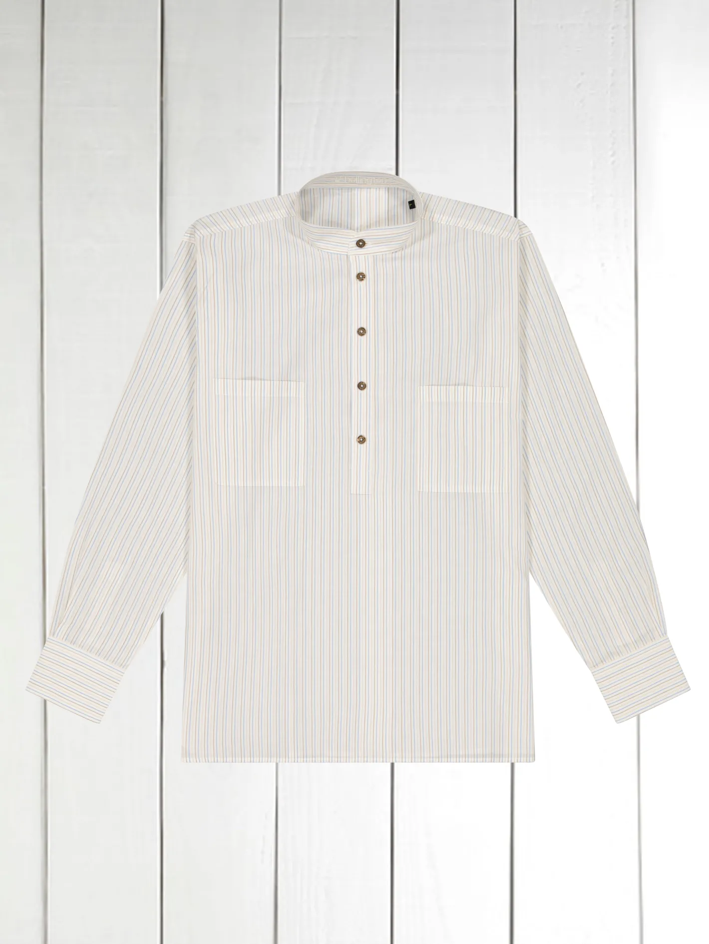 hollington Chemises*chemise col mao en coton à fines rayures