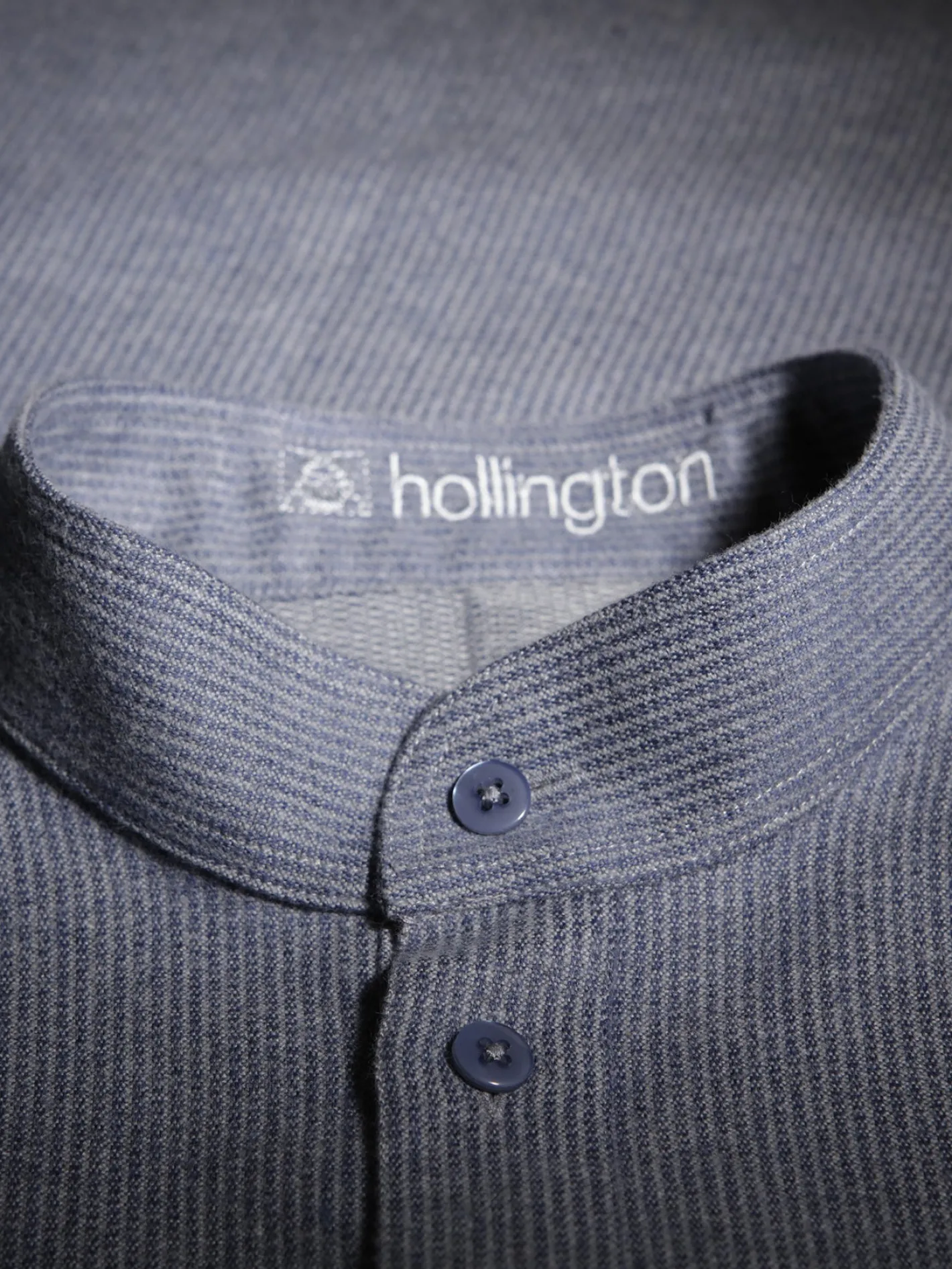 hollington Chemises*chemise col mao en coton à rayures gris bleu