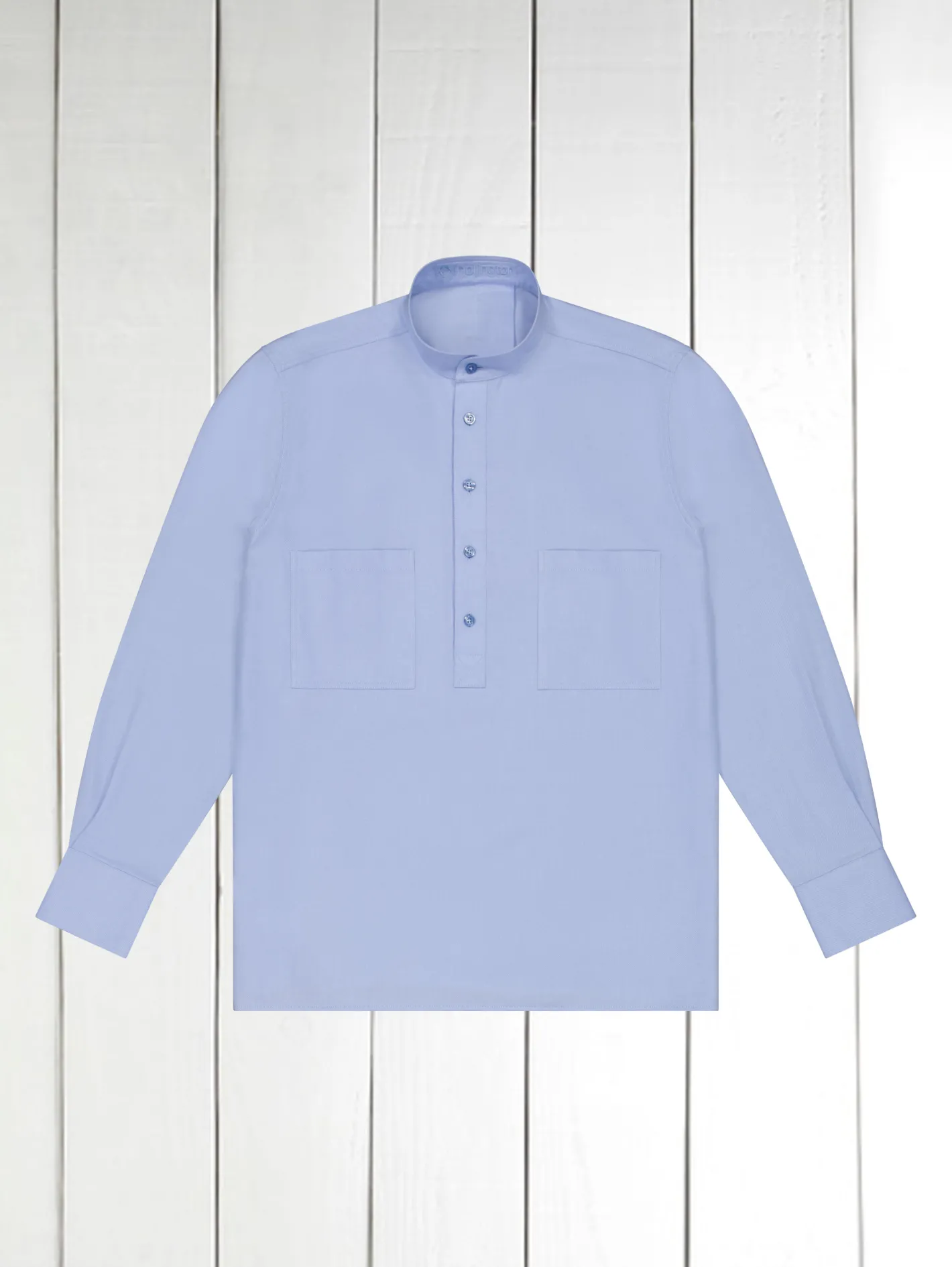 hollington Chemises*chemise col mao en coton brossé bleu ciel