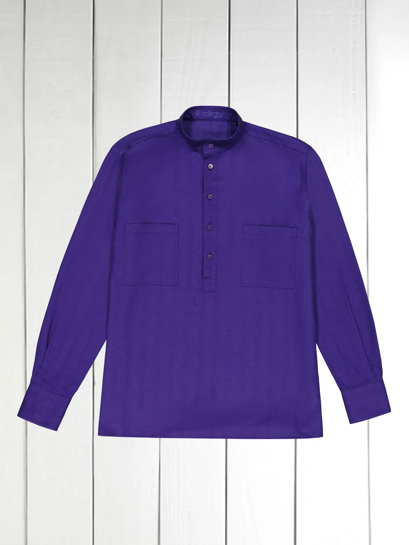 hollington Chemises*chemise col mao en coton brossé violet