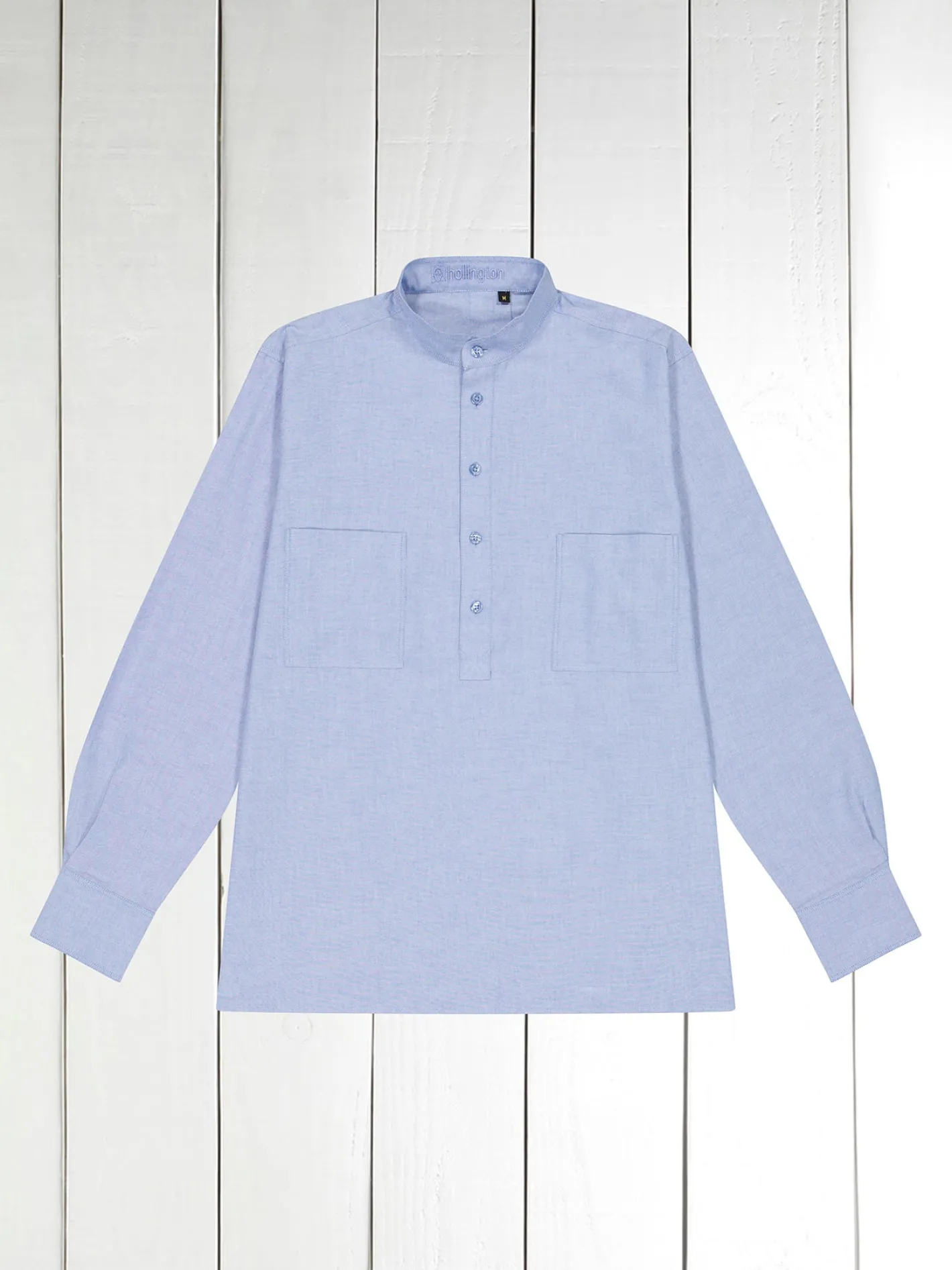 hollington Chemises*chemise col mao en coton oxford light blue