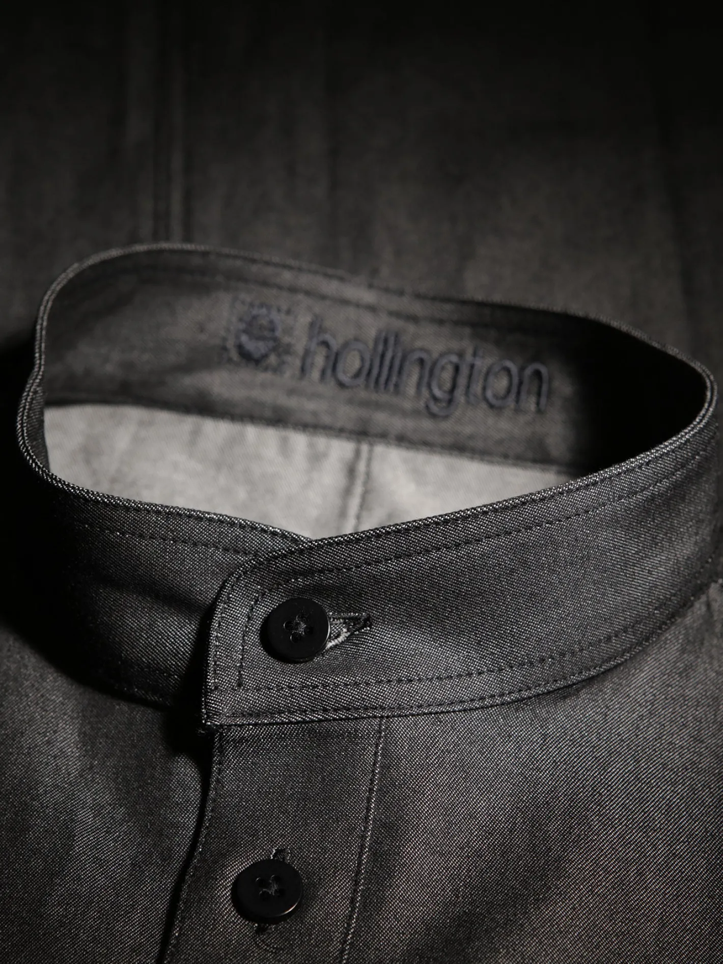 hollington Chemises*chemise col mao en denim noir