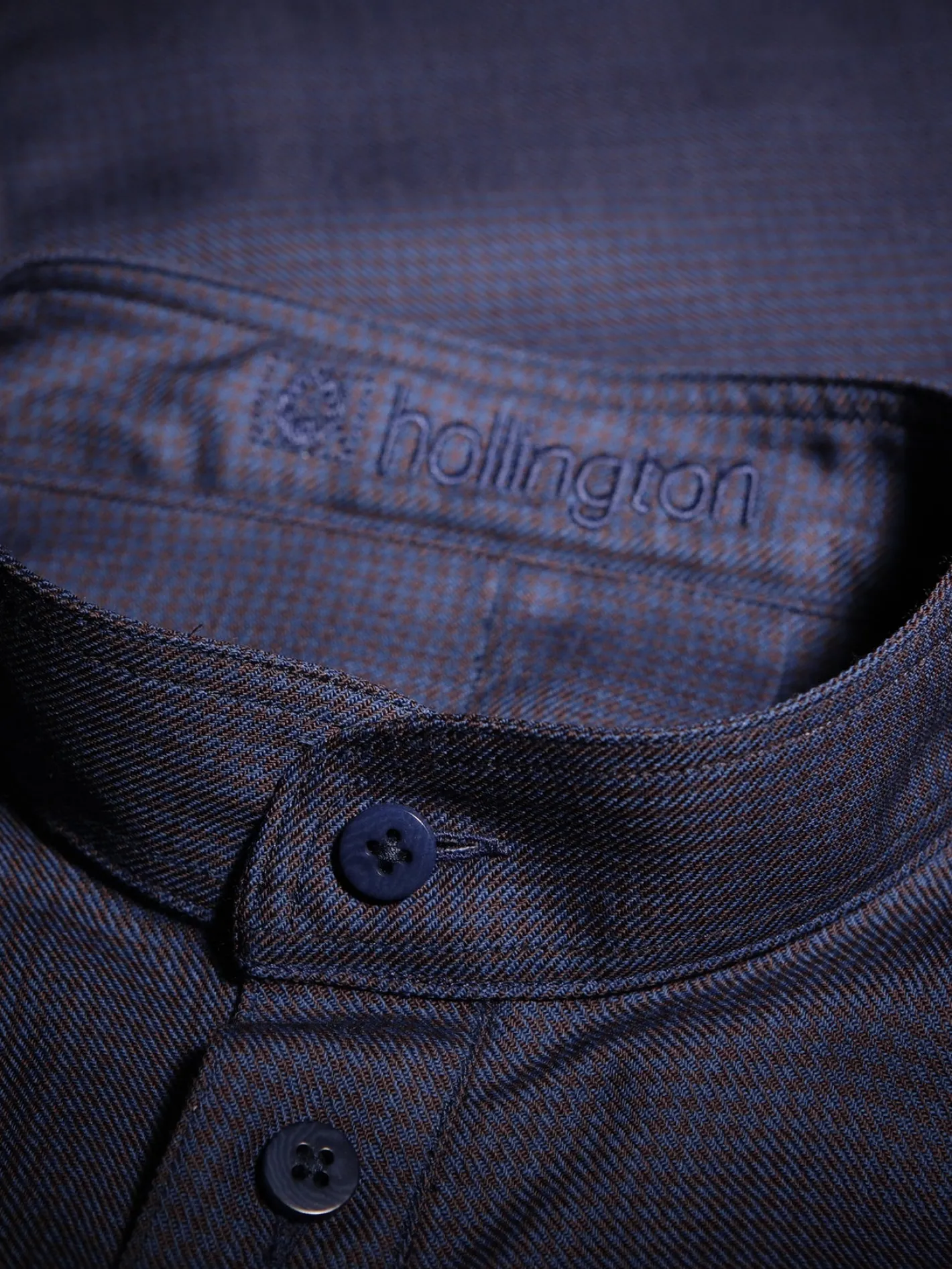 hollington Chemises*chemise col mao en laine violine marine prince de galles