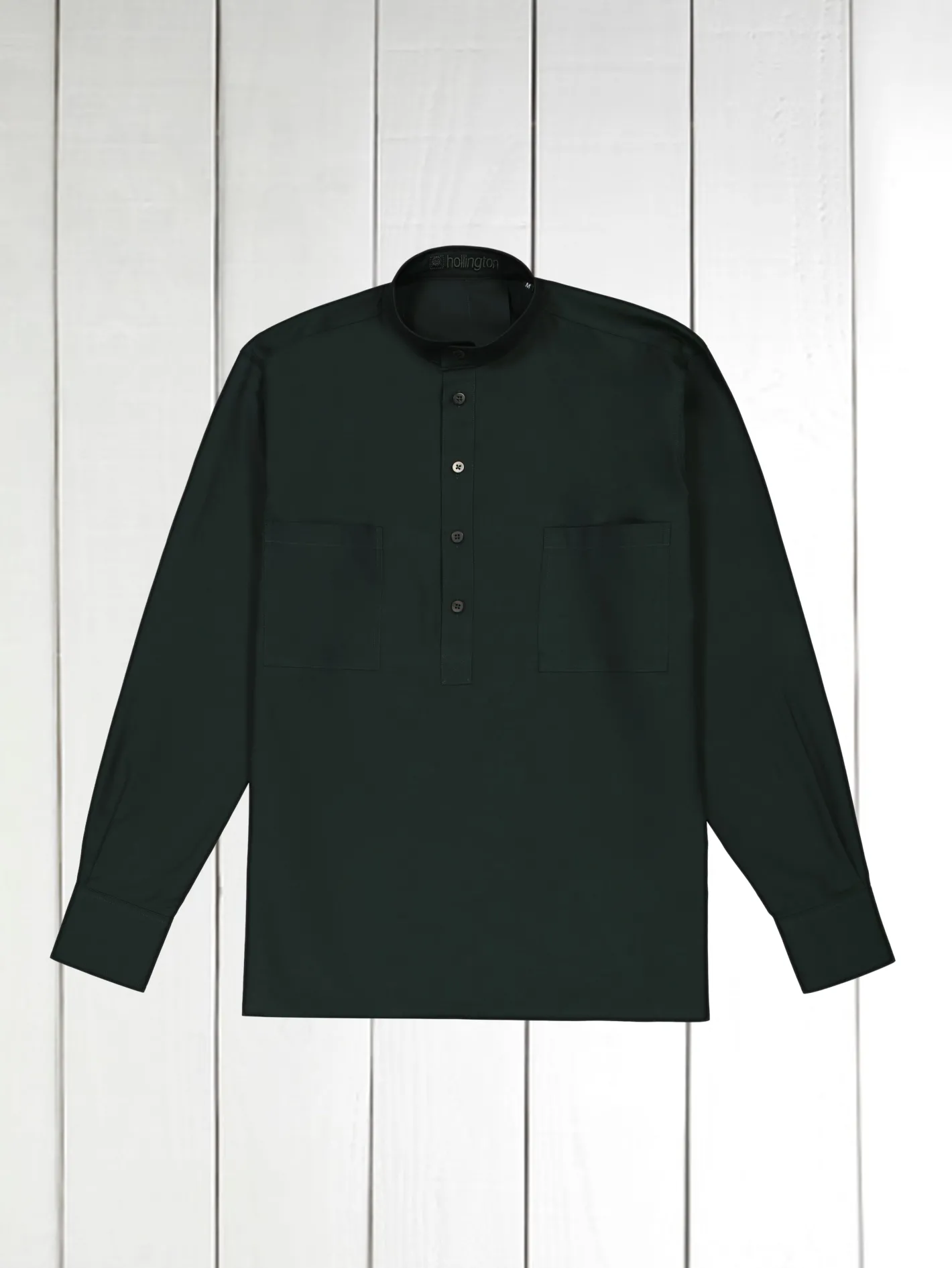 hollington Chemises*chemise col mao en popeline british racing green