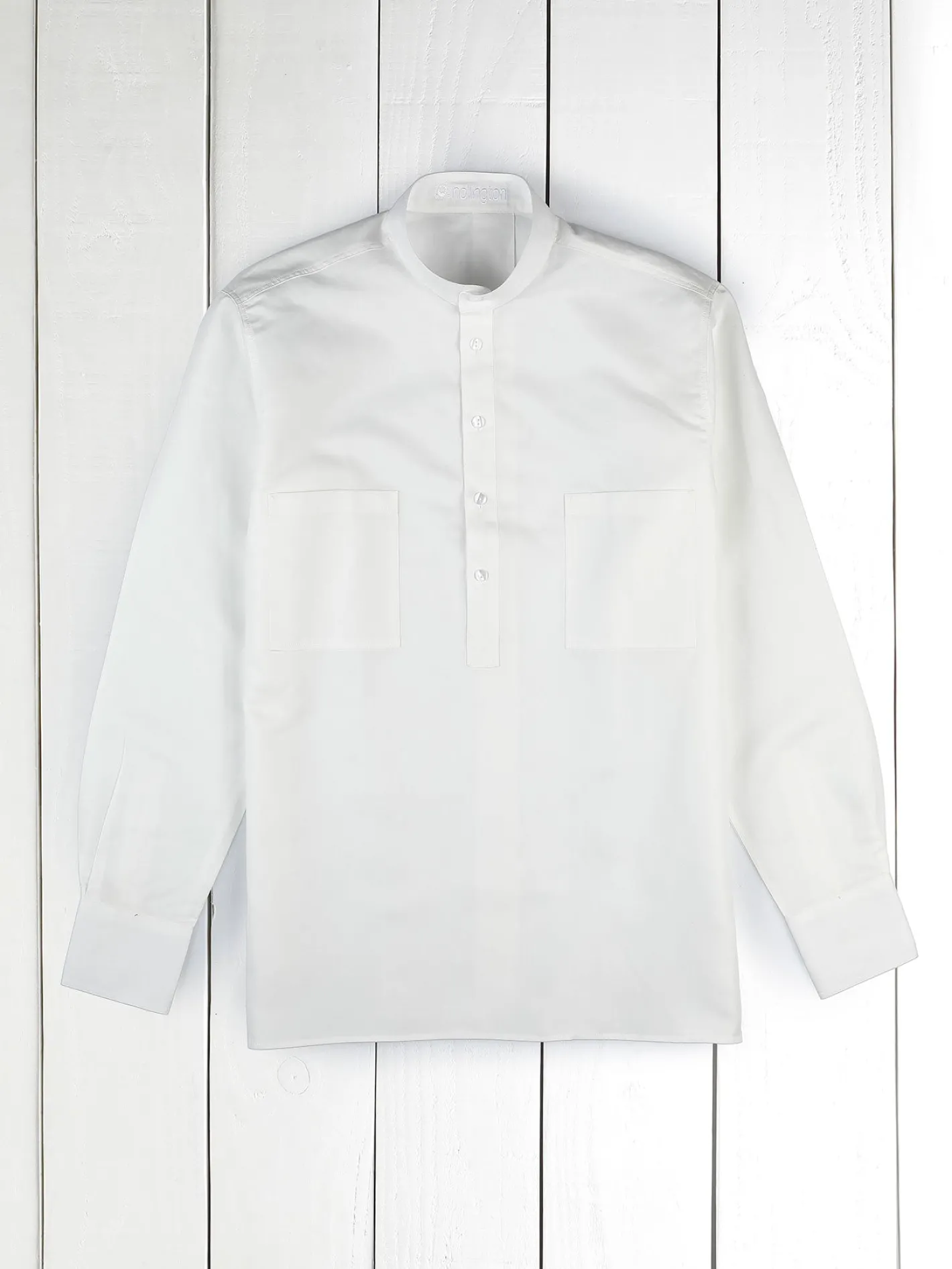 hollington Chemises*chemise col mao en toile de coton blanc