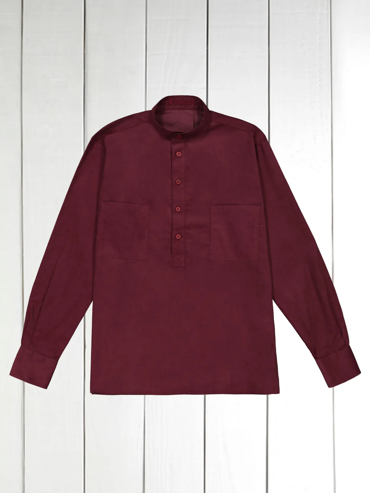 hollington Chemises*chemise col mao en velours milleraies bordeaux