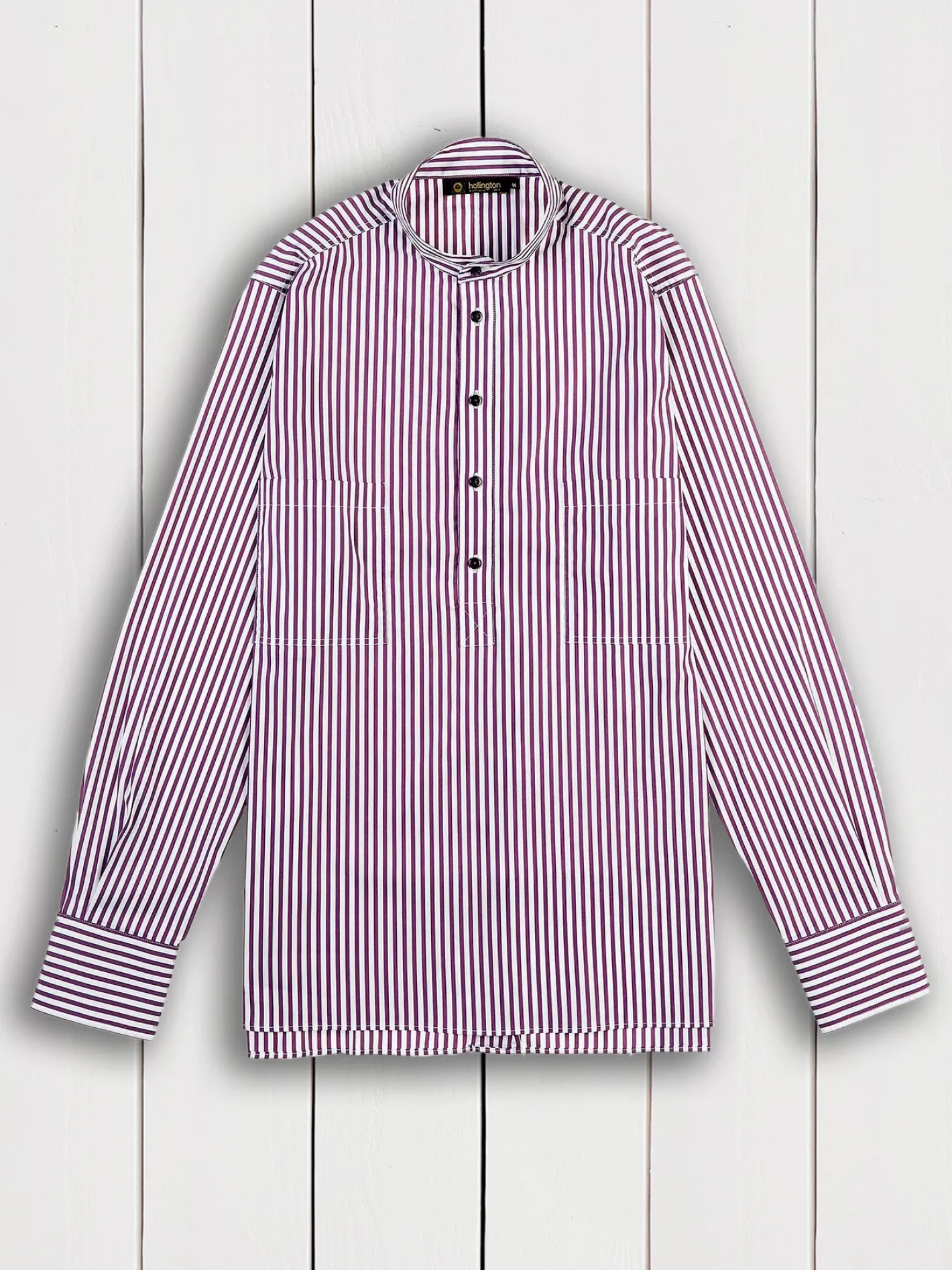 hollington Chemises*chemise col mao slim en popeline extensible à rayures plum