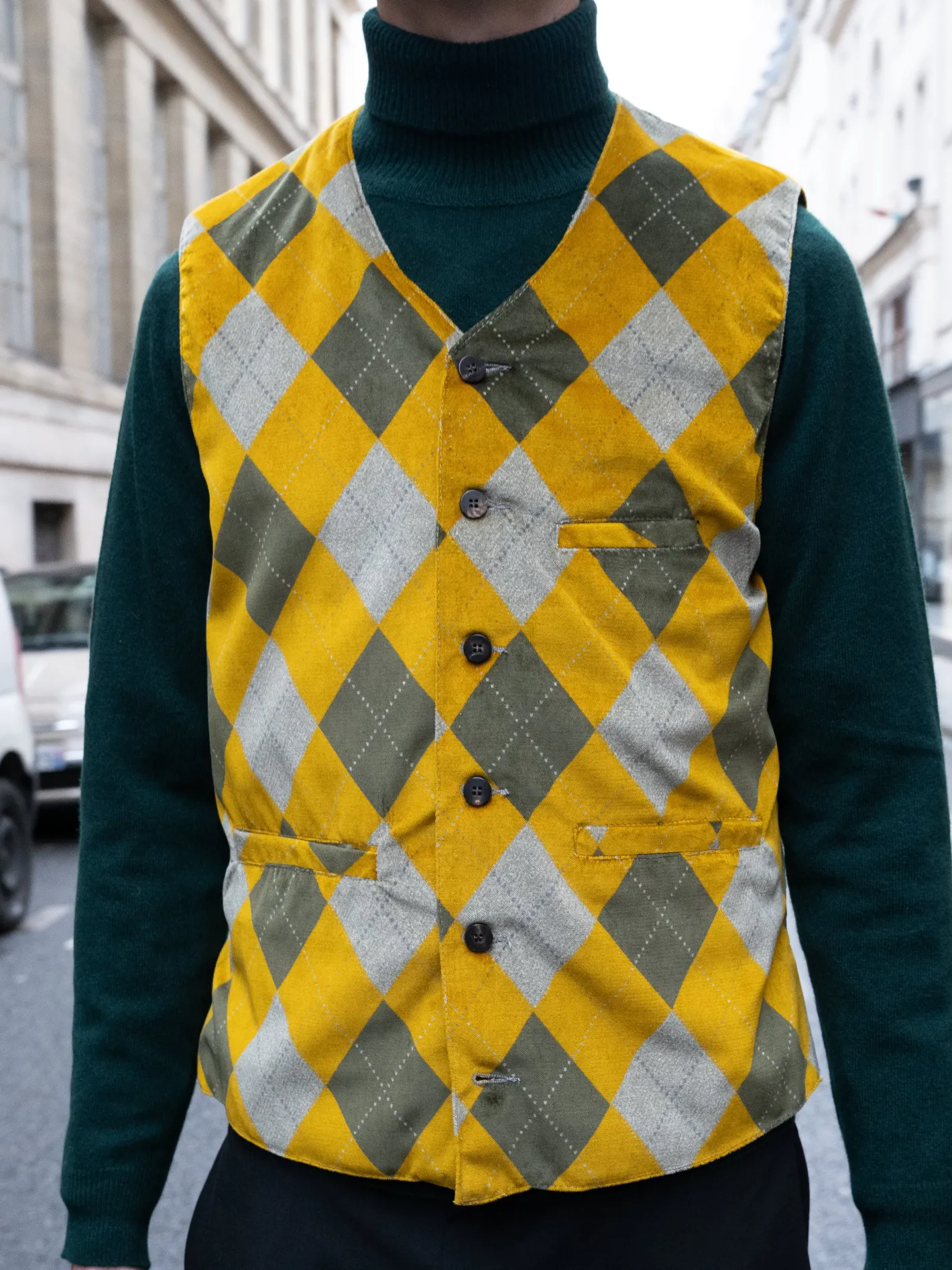 hollington Gilets*gilet à poches passepoilées en velours argyle