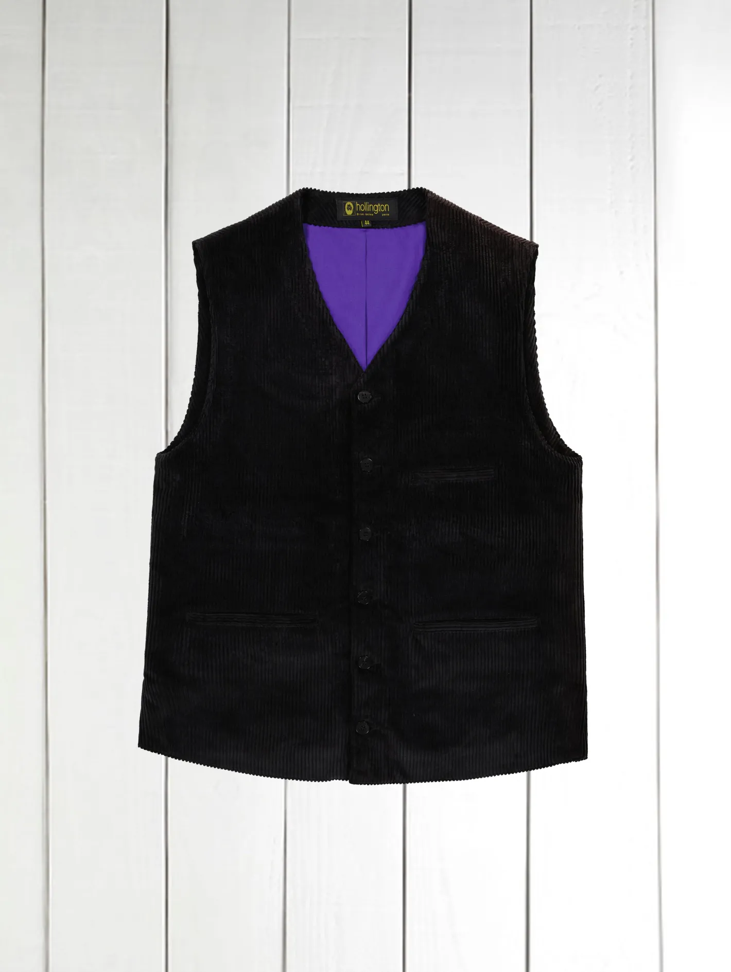 hollington Gilets*gilet à poches passepoilées en velours de laine noir