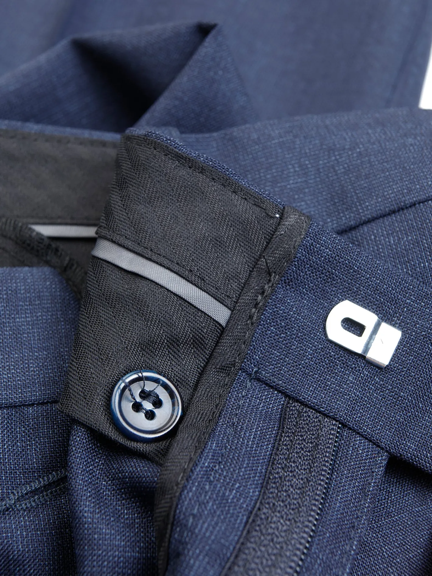 hollington Pantalons*pantalon italien siza en fil-à-fil de laine infroissable bleu minuit