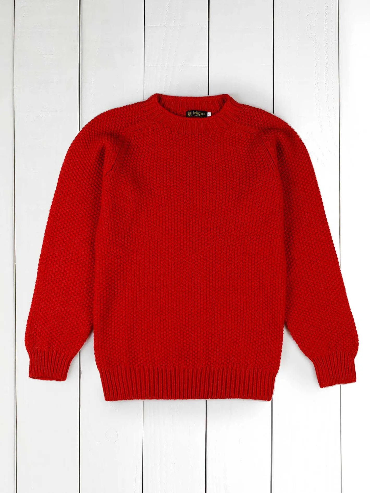 hollington Maille*pull-over superfine lambswool rouge jaspe à col rond