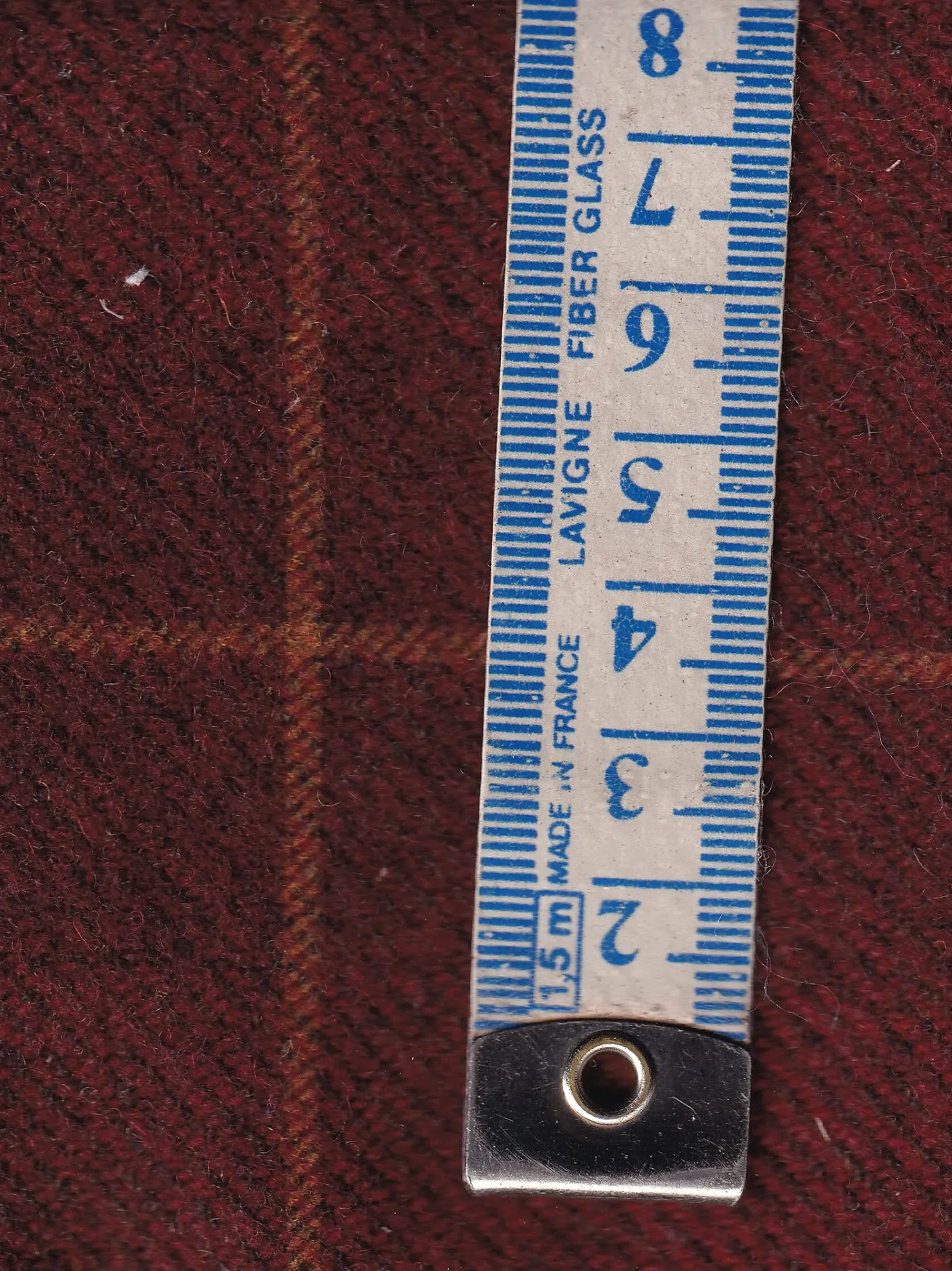 hollington Tissus Au Mètre*tissu en serge de laine bordeaux et carreaux jaune