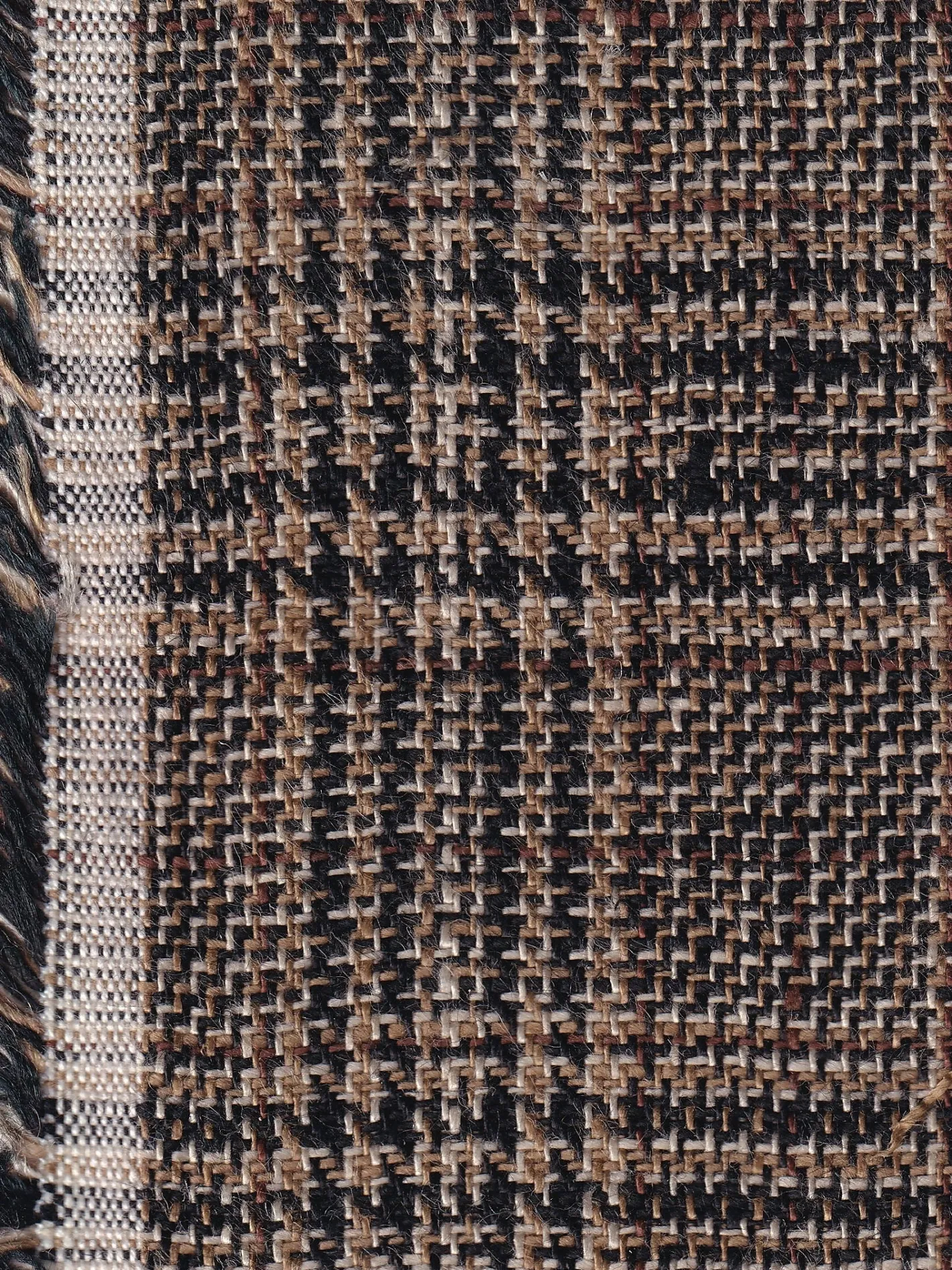 hollington Tissus Au Mètre*tissu en toile pur lin à carreaux brun et rayures noires