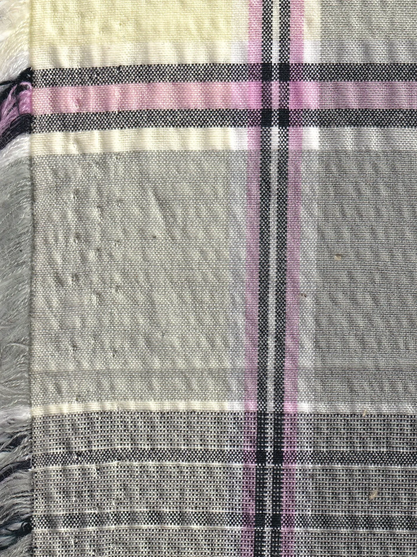 hollington Tissus Au Mètre*tissu seersucker de coton à motifs tartan khaki et jaune à rayures roses