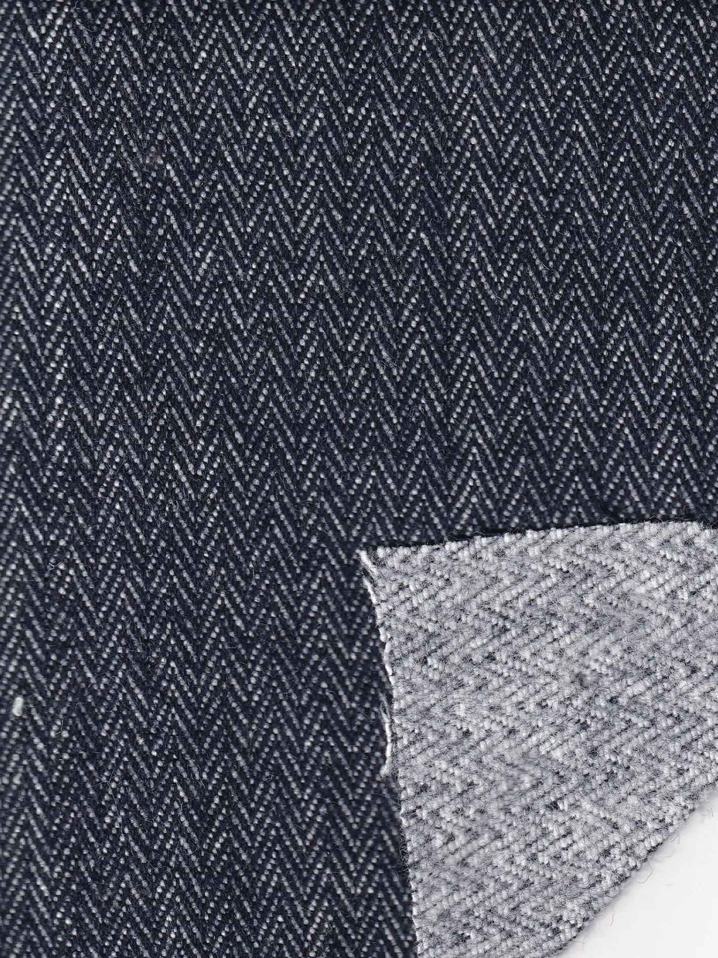 hollington Tissus Au Mètre*tissu toile de coton et laine double-face chevrons denim sur chevrons gris