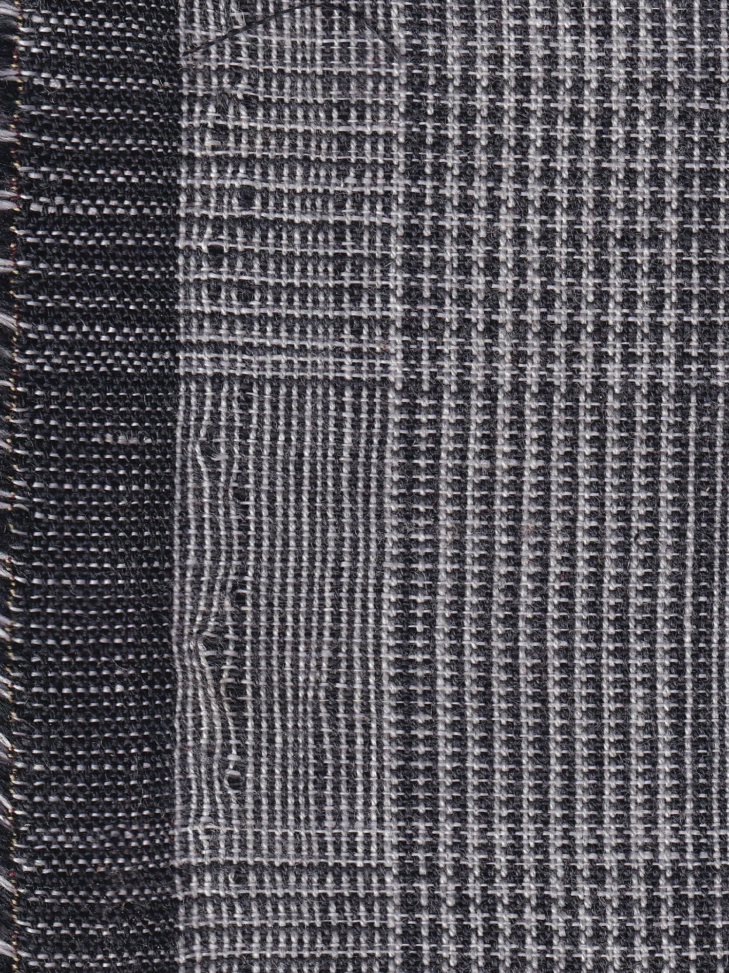 hollington Tissus Au Mètre*tissu toile de lin et coton noire double-face sur pied de poule gris