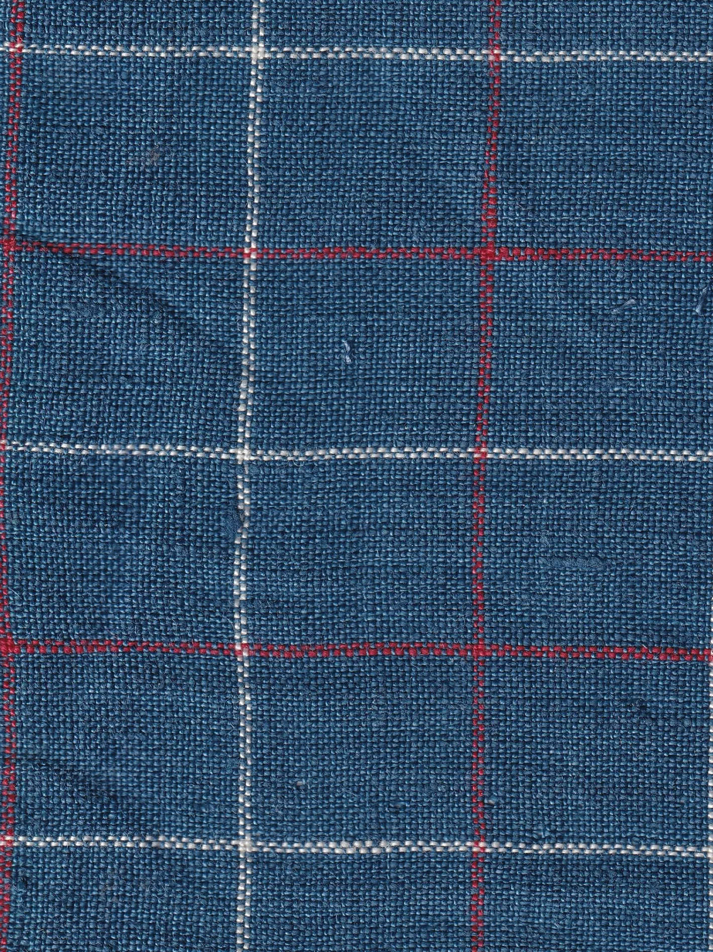 hollington Tissus Au Mètre*tissu toile pur lin bleu orient à carreaux rouges et blanc