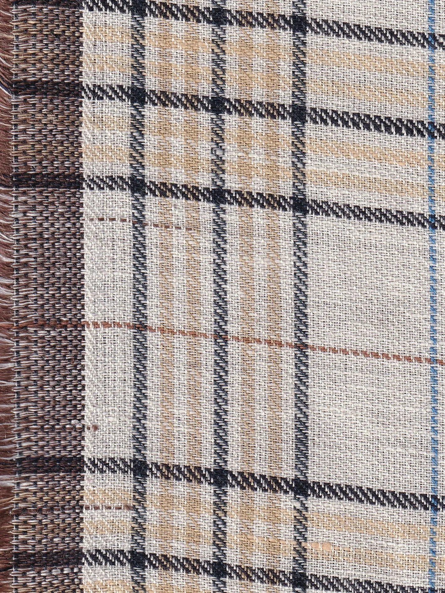 hollington Tissus Au Mètre*tissu toile pur lin double-face quetsche sur motifs tartans écrus